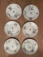 Vintage gebaksborden 6 stuks met blauwe bloemetjes, Ophalen of Verzenden