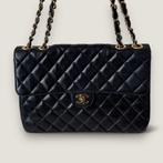 Vintage Chanel jumbo schoudertas authentiek, Overige merken, Gebruikt, Blauw, Ophalen of Verzenden