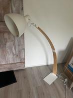 Lucide Curf vloerlamp wit met hout, Huis en Inrichting, Lampen | Vloerlampen, 100 tot 150 cm, Zo goed als nieuw, Hout, Ophalen