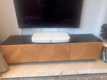 IKEA Besta Hedeviken TV Meubel - Zwart Bruin Eikenfineer - afbeelding 1