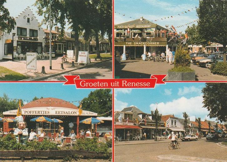 RENESSE Centrum Poffertjes Restaurant Groeten, Verzamelen, Ansichtkaarten | Nederland, Gelopen, Zeeland, 1980 tot heden, Verzenden