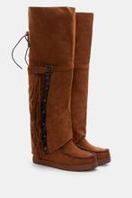 Suede knielaarzen franje 41, Kleding | Dames, Schoenen, Hoge laarzen, Bruin, Nieuw, Ophalen of Verzenden