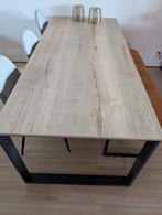 Eettafel eetkamertafel tafel hout zwart industrieel staal, Ophalen, Kunststof, 200 cm of meer, 50 tot 100 cm