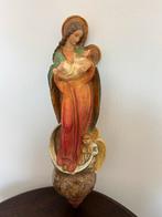Antiek gipsen wandbeeld Maria met Kind – ca. 1930-1950, Ophalen