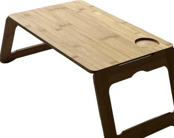 Laptop tafel gemaakt van bamboe - opvouwbaar - bekerhouder beschikbaar voor biedingen