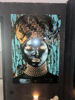 Glas schilderij Aftikaanse vrouw, Ophalen, 125 cm of meer, Zo goed als nieuw, Schilderij