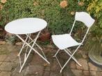 Frans bistro tafeltje en stoel, opklapbaar, wit, Overige materialen, Gebruikt, Stoel, Ophalen