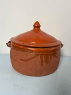 Grote bruin aardewerk pan met deksel, Ophalen of Verzenden