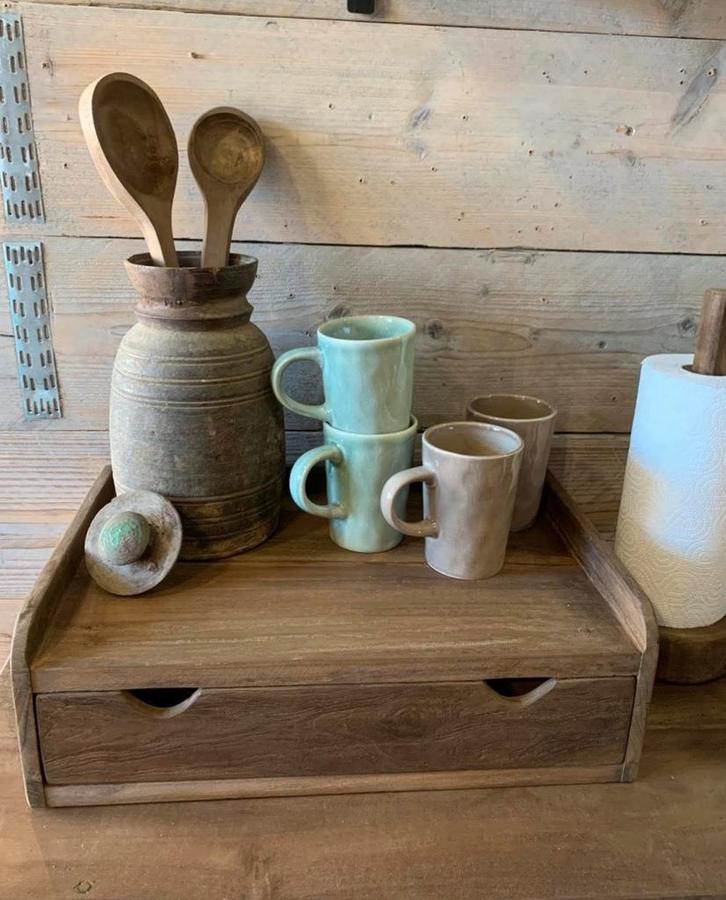 Houten olateau met lade, Huis en Inrichting, Woonaccessoires | Dienbladen, Nieuw, Hout, Rechthoekig, Ophalen of Verzenden