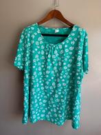 Groen tshirt met witte bloementjes | als nieuw | katoen | 50, Kleding | Dames, Grote Maten, Ophalen of Verzenden, Zo goed als nieuw