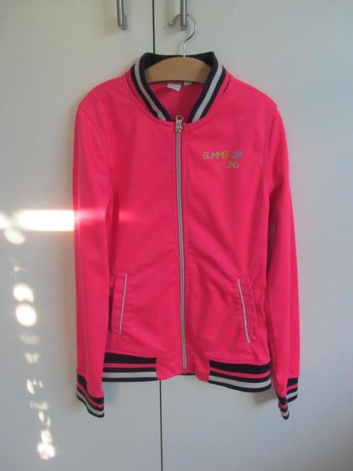 Roze trainingsjack maat 146-152, Kinderen en Baby's, Kinderkleding | Maat 146, Zo goed als nieuw, Meisje, Jas, Ophalen of Verzenden