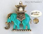 vintage Mary McFadden Turquoise Lucite Olifant Broche c1980, Sieraden, Tassen en Uiterlijk, Antieke sieraden, Broche, Verzenden