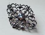 Antieke broche met roos diamanten, Verzenden, Zilver, Broche, Met edelsteen