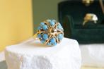 14 Karaat Vintage Ring Turkoois, Ophalen of Verzenden, Met edelsteen, Dame, Goud