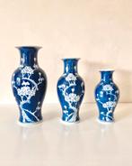 Set van 3 mooie Chinese vazen, porselein, 20-17-14cm, Minder dan 50 cm, Blauw, Ophalen of Verzenden, Aardewerk of Porselein