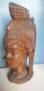 Prachtig massief houten Afrikaanse buste vrouwenhoofd 2604, Ophalen of Verzenden