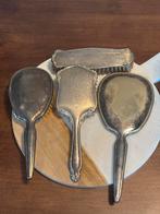 Vintage Alpacca Spiegel en 3 Borstels, Antiek en Kunst, Ophalen of Verzenden