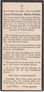 Anna Francisca Peters 1870 Amsterdam + 1919 Amsterdam, 48 jr, Verzenden