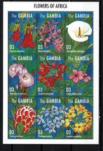 gambia 1995 pf blok bloemen flora flowers, Ophalen of Verzenden, Postfris, Dier of Natuur