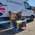 Chesterfield oorfauteuil multicolor leer gratis levering, Ophalen, Minder dan 75 cm, Nieuw, Leer