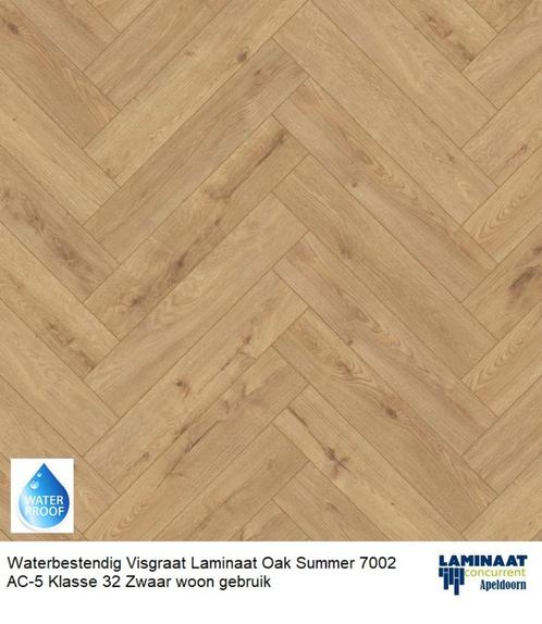 Waterbestendig Visgraat Laminaat Oak Summer 8mm €19,95m2, Huis en Inrichting, Stoffering | Vloerbedekking, Nieuw, Laminaat, Bruin