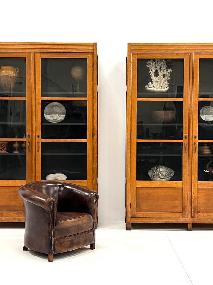 2x Art Deco Boekenkast eiken, Huis en Inrichting, Kasten | Boekenkasten, Gebruikt, 25 tot 50 cm, Eikenhout, Ophalen