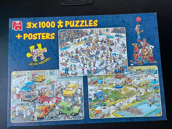 Jan van Haasteren 3x1000 Puzzels, Hobby en Vrije tijd, Denksport en Puzzels, Gebruikt, Legpuzzel, 500 t/m 1500 stukjes, Ophalen