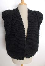 Handgemaakt wollen zwart trui/gilet van Kiro by Kim! L/XL, Verzenden, Zo goed als nieuw, Maat 42/44 (L), Zwart