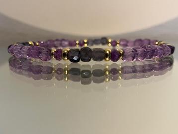 SALE Edelsteen armband met amethist en ioliet beschikbaar voor biedingen