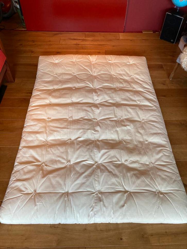 Katoenen Futon van Katja futon, Huis en Inrichting, Slaapkamer | Slaapbanken, Gebruikt, 140 cm, 200 cm, Tweepersoons, Crème, Ophalen