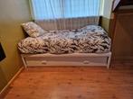 2 pop-up onderschuifbedden, Ophalen, 90 cm, Eenpersoons, Wit