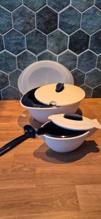 Warmhoudschaal + sausschaaltje tupperware, Ophalen of Verzenden, Zo goed als nieuw, Rvs, Pannenset