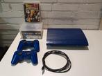 PlayStation 3 SuperSlim Azurite Blue + 2 Controllers & Games, Spelcomputers en Games, Met games, Super Slim, Met 2 controllers