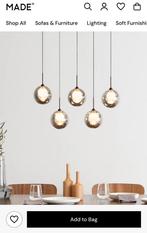 Made hanglamp 5 bollen smoke glass, Huis en Inrichting, Lampen | Hanglampen, Ophalen, Zo goed als nieuw, 75 cm of meer