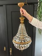 Prachtige zakkroonluchter - kristal - 3 lichtpunten, Ophalen of Verzenden, Zo goed als nieuw, X, Metaal
