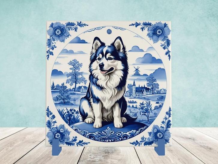 Pomsky Delfts Blauwe tegel incl houder, Huis en Inrichting, Woonaccessoires | Overige, Nieuw, Ophalen of Verzenden