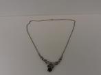 Zilveren jasseron collier/choker met roosjes             Z72, Sieraden, Tassen en Uiterlijk, Kettingen, Gebruikt, ., Ophalen of Verzenden