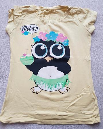 T-shirt aloha disney maat xs geel blauw pinguin shirt dames beschikbaar voor biedingen