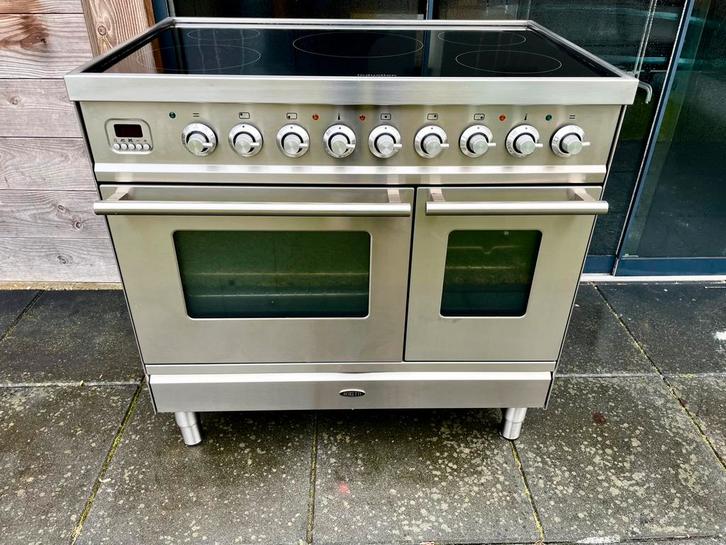 Prachtig 90cm Boretti inductie fornuis! RVS - 2 ovens -, Witgoed en Apparatuur, Kookplaten, Zo goed als nieuw, Vrijstaand, Inductie
