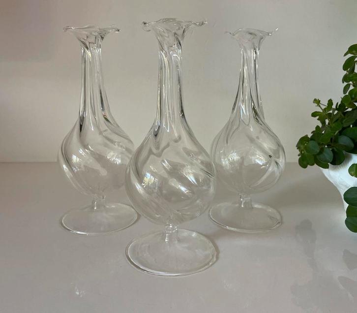 3 Glazen solifleur vaasjes Des Pots, Huis en Inrichting, Woonaccessoires | Vazen, Zo goed als nieuw, Overige kleuren, Minder dan 50 cm