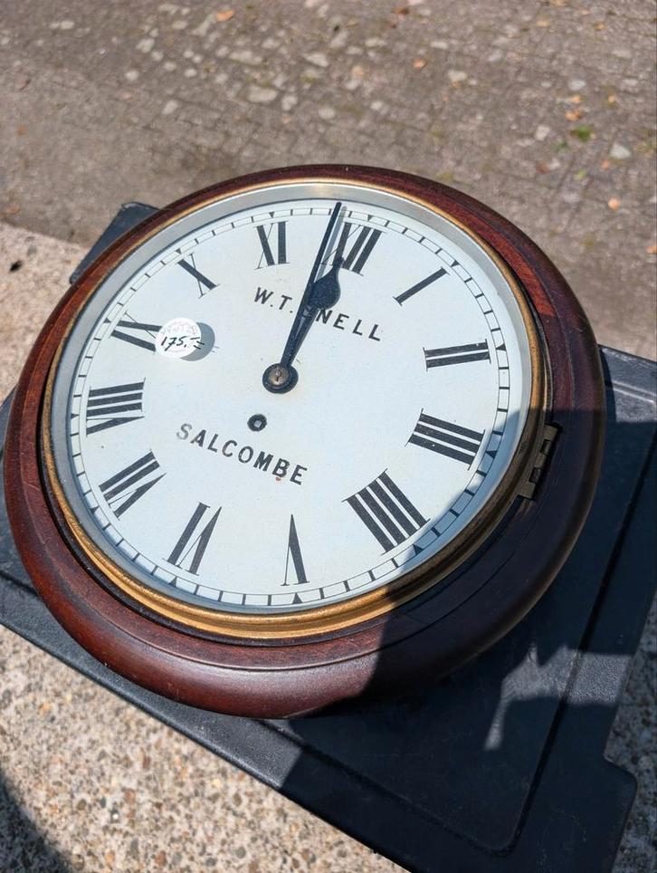 Antieke Engelse pub klok 39 cm doorsnede €175, Antiek en Kunst, Antiek | Klokken, Ophalen