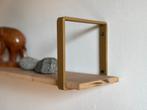 Houten wandplank + metalen plankdragers (Goud gecoat), Ophalen of Verzenden, Zo goed als nieuw