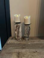 Oude houten kandelaren, Huis en Inrichting, Woonaccessoires | Kandelaars en Kaarsen, Ophalen of Verzenden, Nieuw, Hout, Minder dan 25 cm