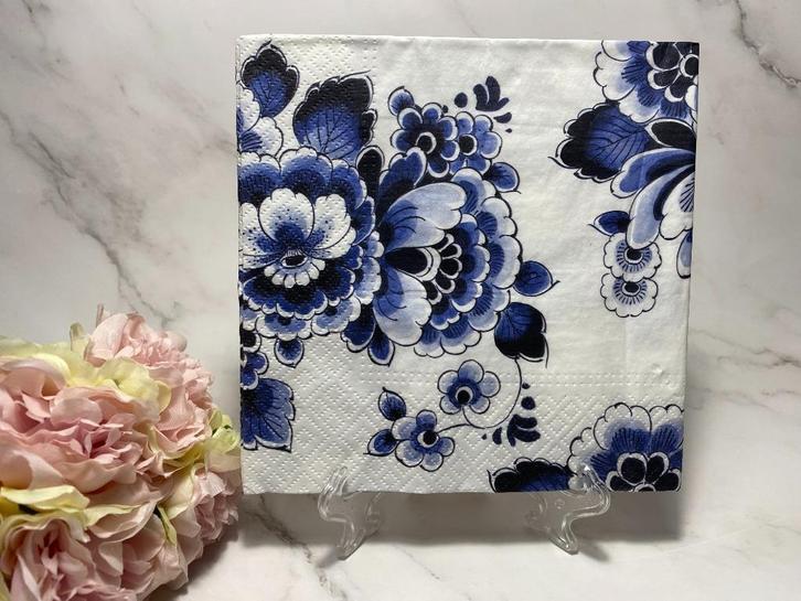 Delfts blauw knutsel servetten bloemen decoupage nr 702, Hobby en Vrije tijd, Knutselen, Nieuw, Materiaal, Ophalen of Verzenden