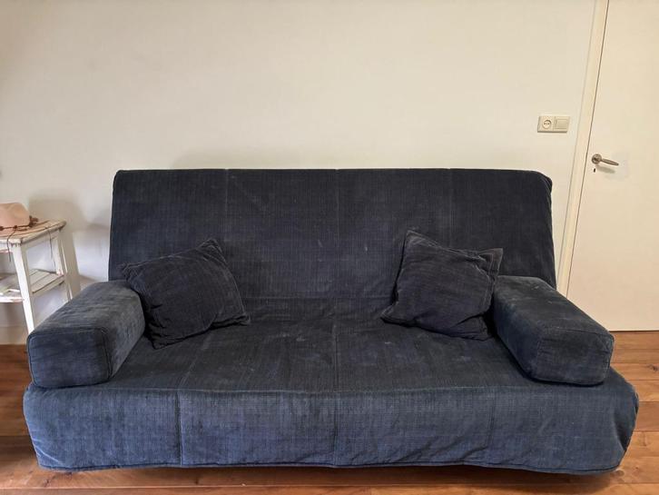 Slaapbank, Huis en Inrichting, Slaapkamer | Slaapbanken, Gebruikt, 140 cm, 200 cm, Tweepersoons, Blauw, Ophalen
