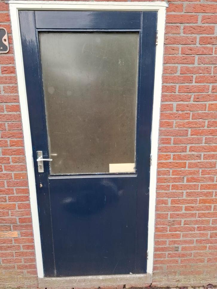 Gebruikte Buitendeur met plexiglas 87x201, Doe-het-zelf en Verbouw, Deuren en Horren, Gebruikt, Buitendeur, 200 tot 215 cm, 80 tot 100 cm