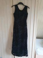 Lange zwarte velvet gala feest jurk maat 36 s, Zwart, Ophalen of Verzenden, Zo goed als nieuw, Maat 36 (S)