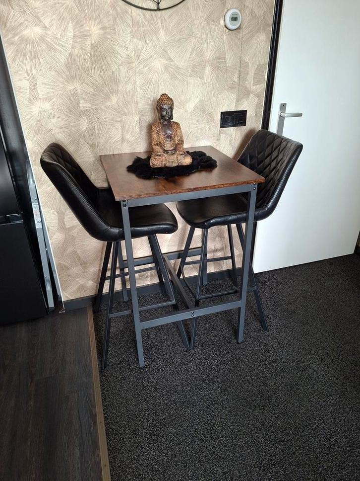 Bartafel/ ontbijttafel met 2 krukken, Huis en Inrichting, Tafels | Eettafels, Zo goed als nieuw, Ophalen of Verzenden