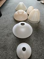 Vintage Glazen Lampenkappen Set, Huis en Inrichting, Lampen | Lampenkappen, Gebruikt, Crème, Ophalen of Verzenden, Minder dan 25 cm