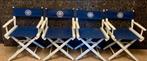 Set 4 maritieme director chairs – hout & canvas –, Ophalen, Wit, Maritiem, Zo goed als nieuw